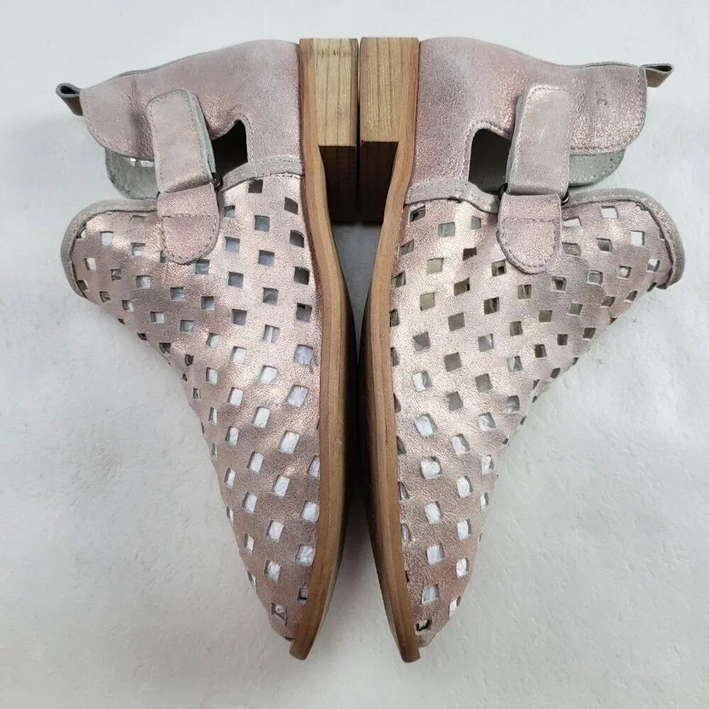 Musse & Cloud Caila Ankle Boot Women 9 Rose Gold Perforated Leather Spain Cutout